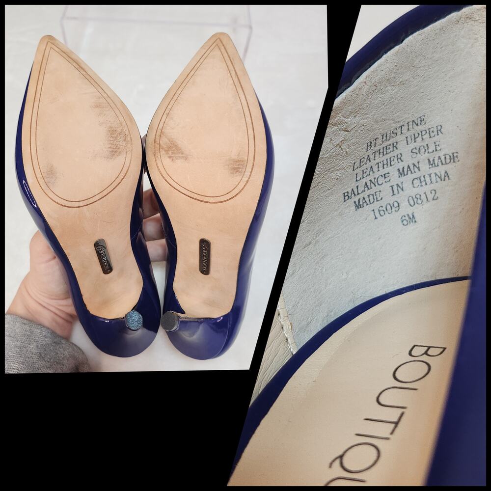 Cobalt Blue Pointed Toe Stiletto Pumps 6 Patent Leather Heel Office Siren Glossy - Picture 9 of 9